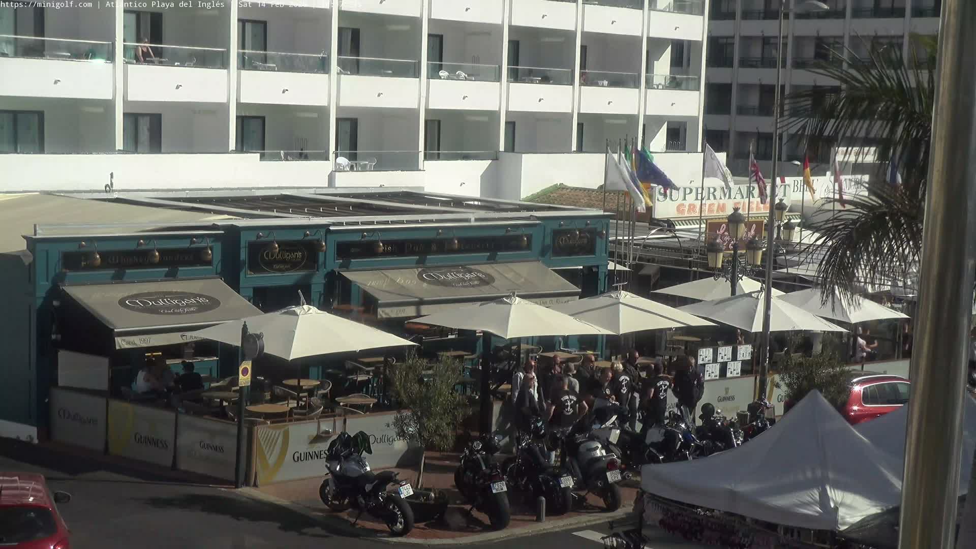 Gran Canaria, Playa del Ingles City & Atlantico Mini Golf Field Live Cam - Playa del Inglés, San Bartolomé de Tirajana, Gran Canaria, Canary Islands (Canarias), Spain