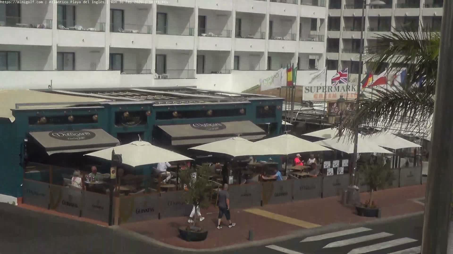 Gran Canaria, Playa del Ingles City & Atlantico Mini Golf Field Live Cam - Playa del Inglés, San Bartolomé de Tirajana, Gran Canaria, Canary Islands (Canarias), Spain