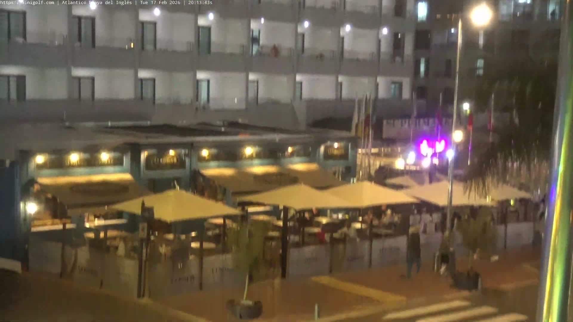 Gran Canaria, Playa del Ingles City & Atlantico Mini Golf Field Live Cam - Playa del Inglés, San Bartolomé de Tirajana, Gran Canaria, Canary Islands (Canarias), Spain