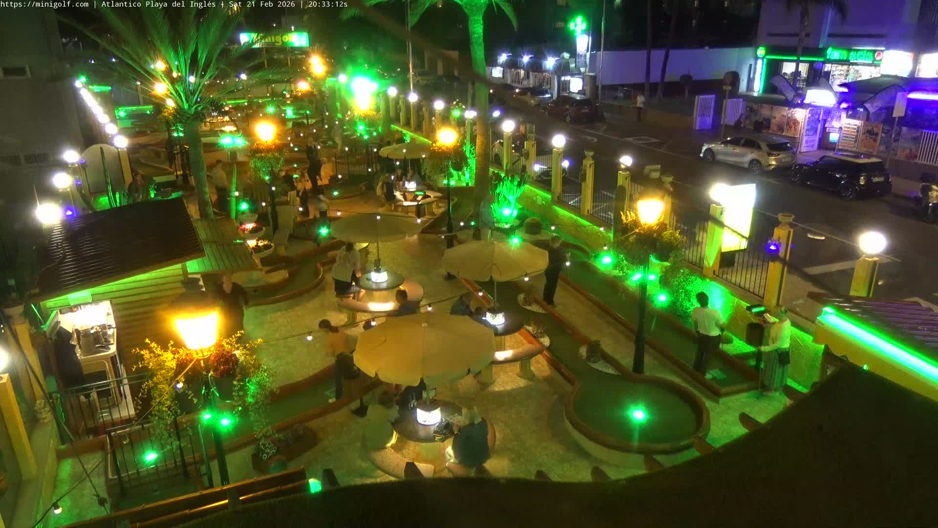 Gran Canaria, Playa del Ingles City & Atlantico Mini Golf Field Live Cam - Playa del Inglés, San Bartolomé de Tirajana, Gran Canaria, Canary Islands (Canarias), Spain