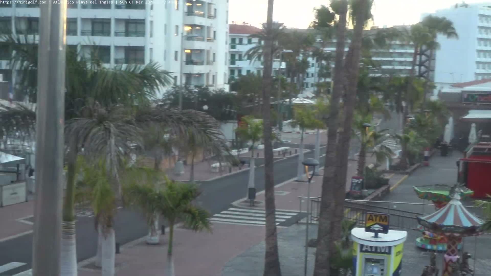 Gran Canaria, Playa del Ingles City & Atlantico Mini Golf Field Live Cam - Playa del Inglés, San Bartolomé de Tirajana, Gran Canaria, Canary Islands (Canarias), Spain
