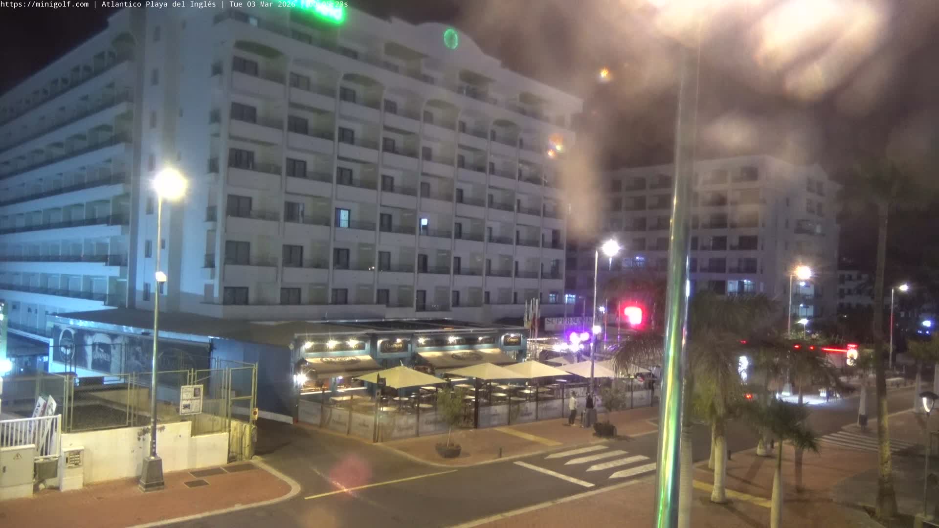 Gran Canaria, Playa del Ingles City & Atlantico Mini Golf Field Live Cam - Playa del Inglés, San Bartolomé de Tirajana, Gran Canaria, Canary Islands (Canarias), Spain