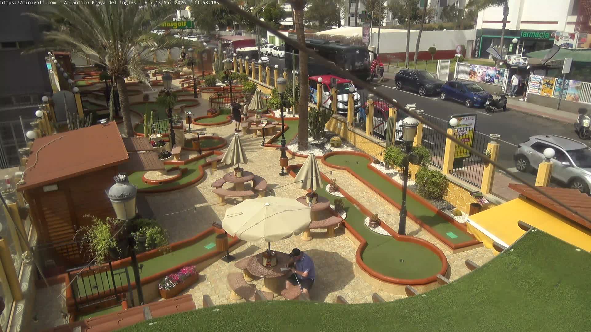 Gran Canaria, Playa del Ingles City & Atlantico Mini Golf Field Live Cam - Playa del Inglés, San Bartolomé de Tirajana, Gran Canaria, Canary Islands (Canarias), Spain