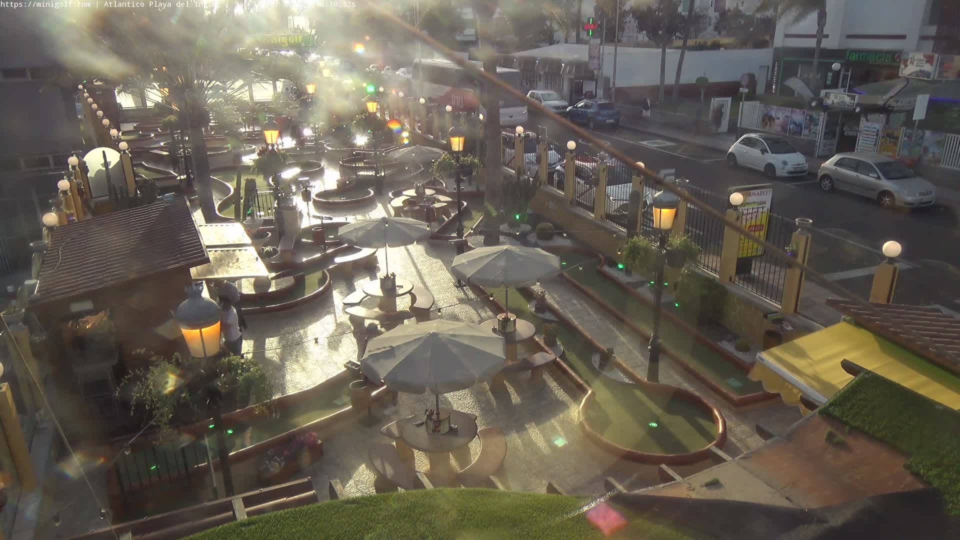 Gran Canaria, Playa del Ingles City & Atlantico Mini Golf Field Live Cam - Playa del Inglés, San Bartolomé de Tirajana, Gran Canaria, Canary Islands (Canarias), Spain