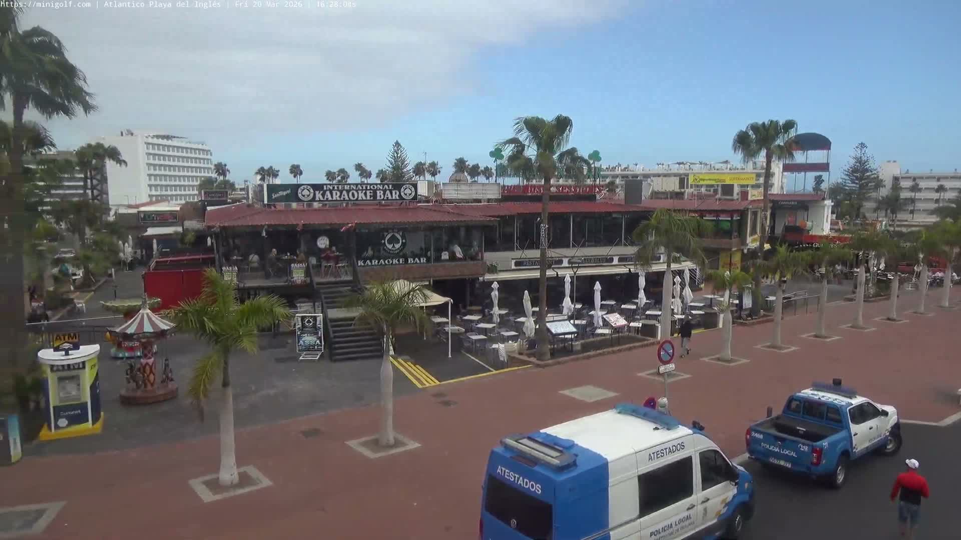 Gran Canaria, Playa del Ingles City & Atlantico Mini Golf Field Live Cam - Playa del Inglés, San Bartolomé de Tirajana, Gran Canaria, Canary Islands (Canarias), Spain
