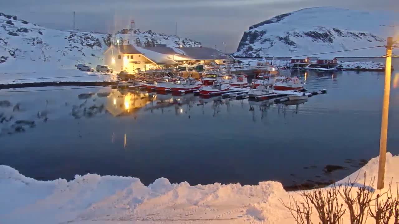 Kamøyvær (Kamoyvaer) Village & Nordkapp Havfiske (North Cape Sea Fishing Marina) Live Cam - Nordkapp, Vest-Finnmark, Finnmark, North Norway, Norway
