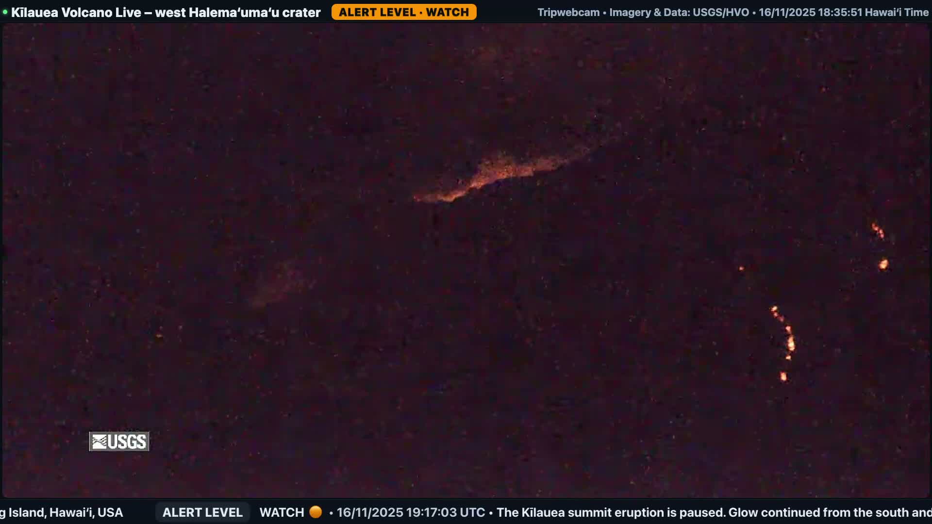 Hawaii , Kilauea Volcano, West Halemaʻumaʻu Crater  Live Cam - Volcano, Big Island, Hawaii, USA