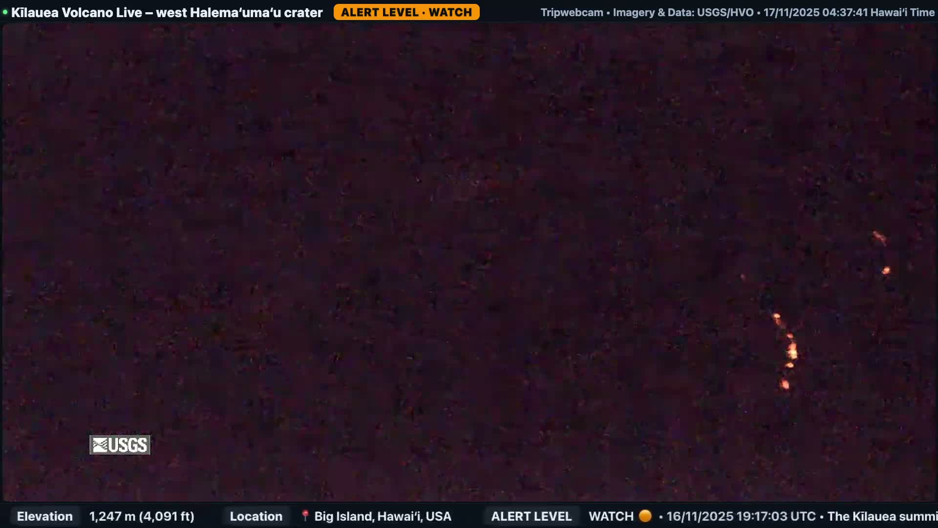 Hawaii , Kilauea Volcano, West Halemaʻumaʻu Crater  Live Cam - Volcano, Big Island, Hawaii, USA