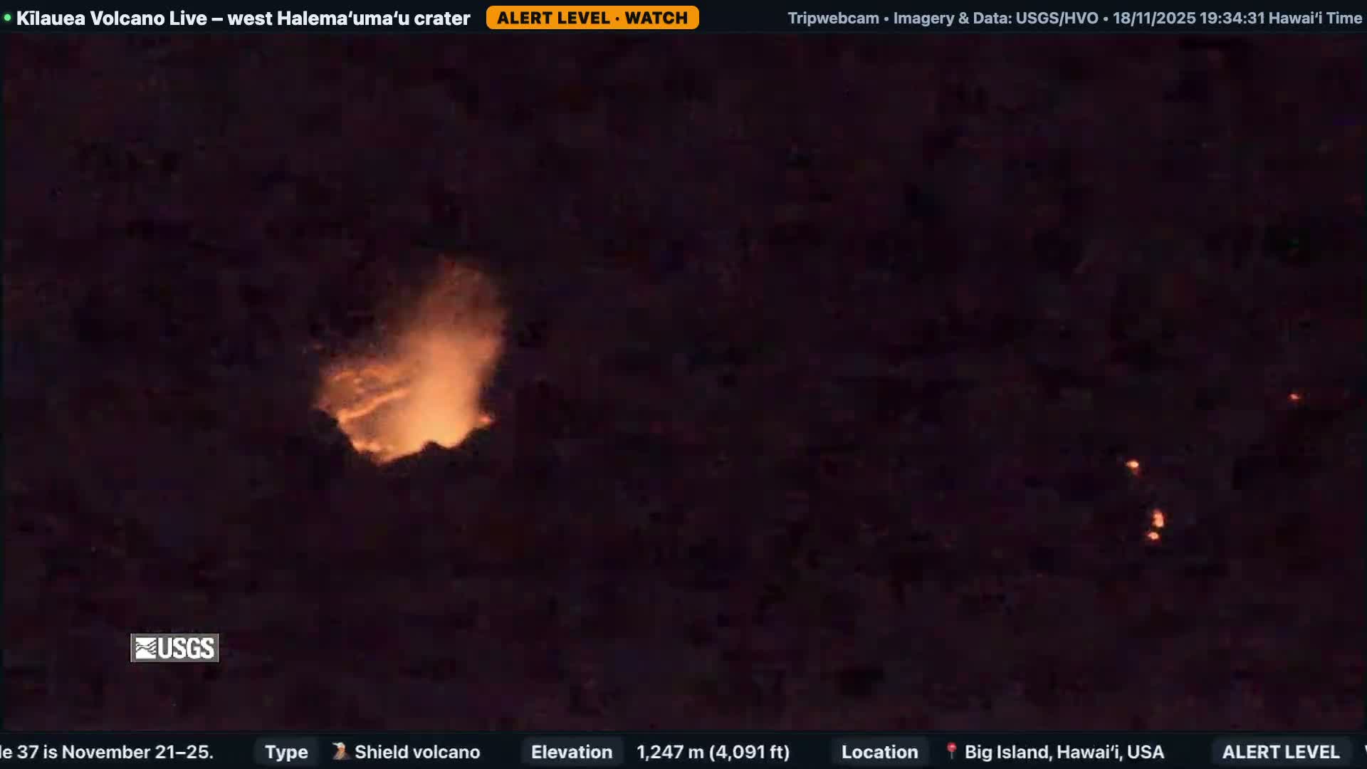 Hawaii , Kilauea Volcano, West Halemaʻumaʻu Crater  Live Cam - Volcano, Big Island, Hawaii, USA