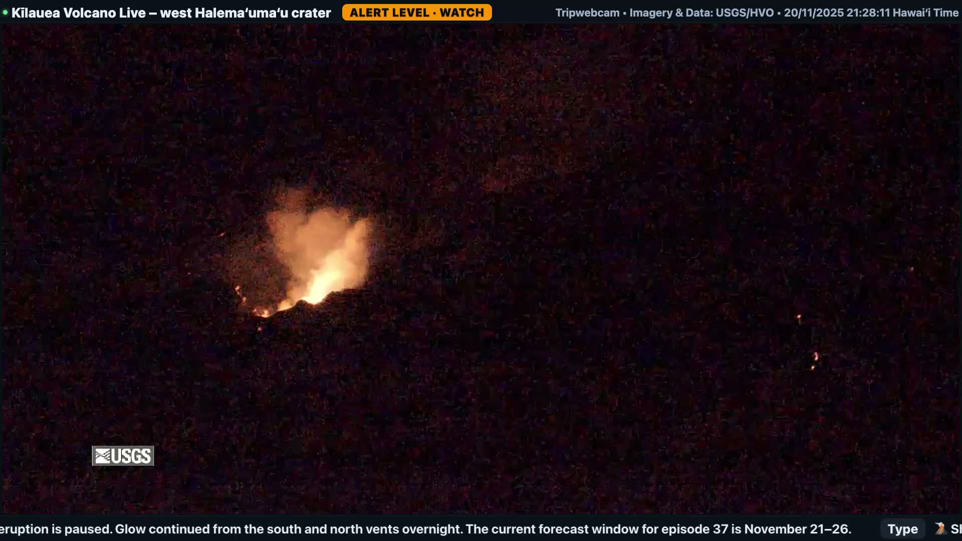 Hawaii , Kilauea Volcano, West Halemaʻumaʻu Crater  Live Cam - Volcano, Big Island, Hawaii, USA