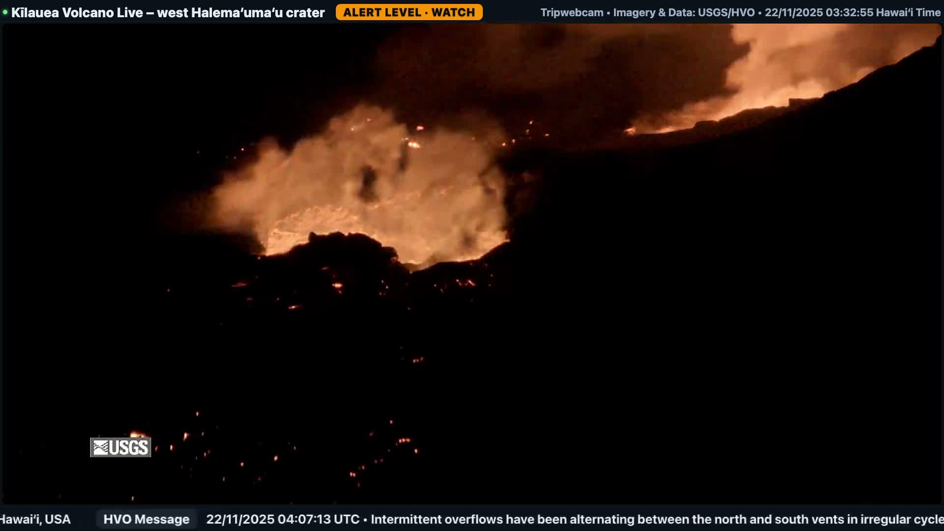 Hawaii , Kilauea Volcano, West Halemaʻumaʻu Crater  Live Cam - Volcano, Big Island, Hawaii, USA