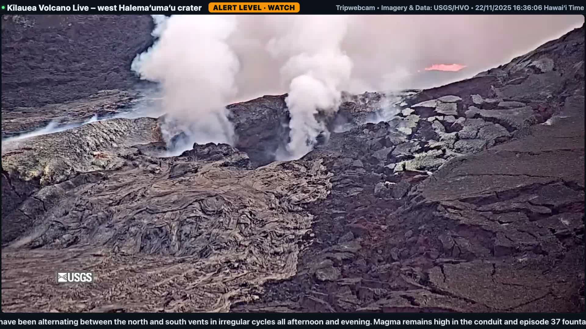 Hawaii , Kilauea Volcano, West Halemaʻumaʻu Crater  Live Cam - Volcano, Big Island, Hawaii, USA