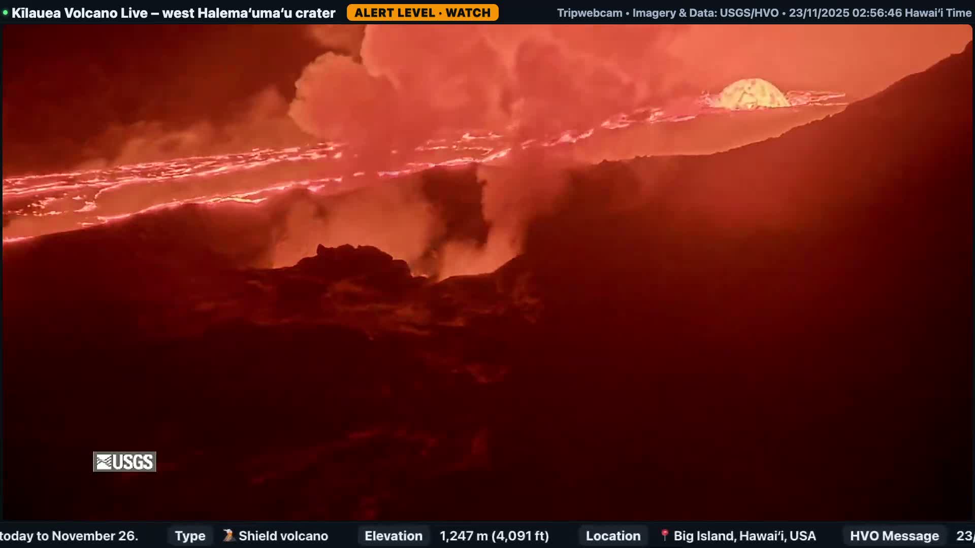 Hawaii , Kilauea Volcano, West Halemaʻumaʻu Crater  Live Cam - Volcano, Big Island, Hawaii, USA