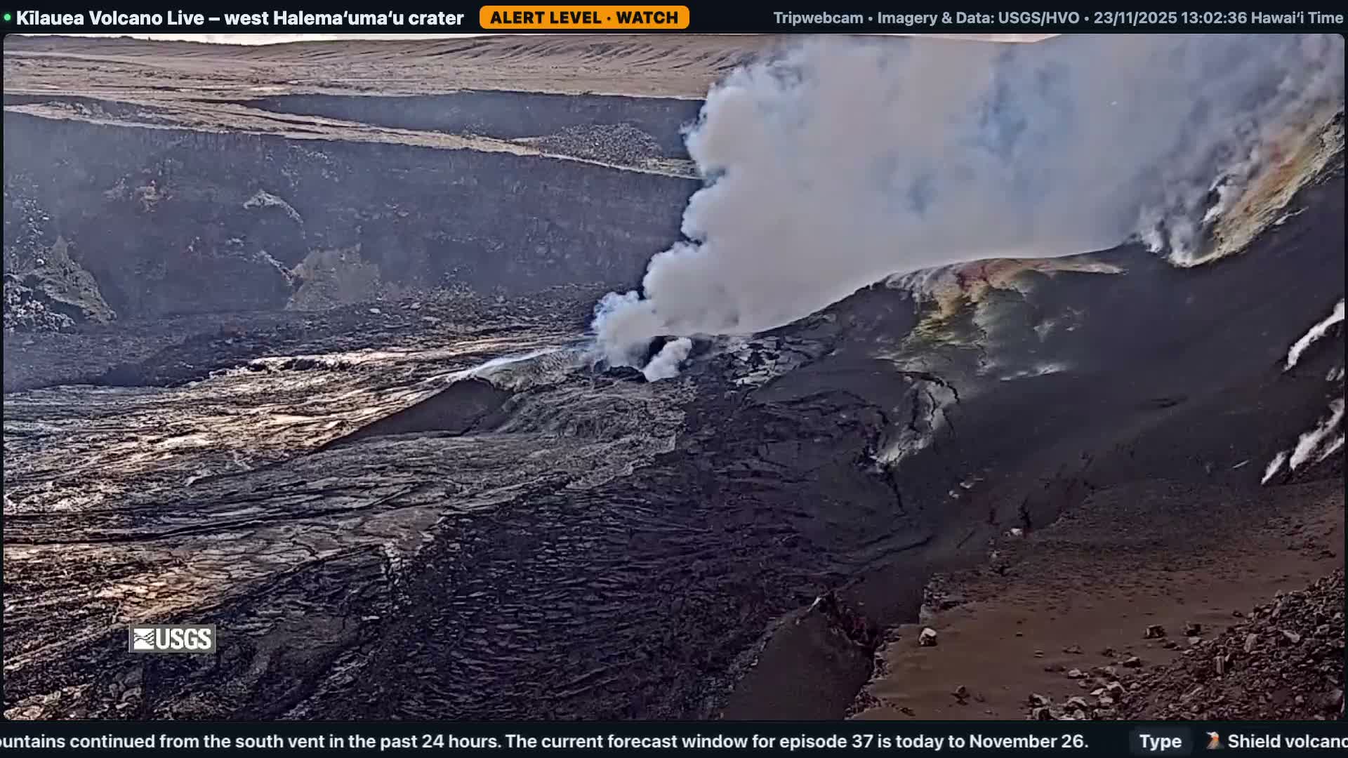 Hawaii , Kilauea Volcano, West Halemaʻumaʻu Crater  Live Cam - Volcano, Big Island, Hawaii, USA