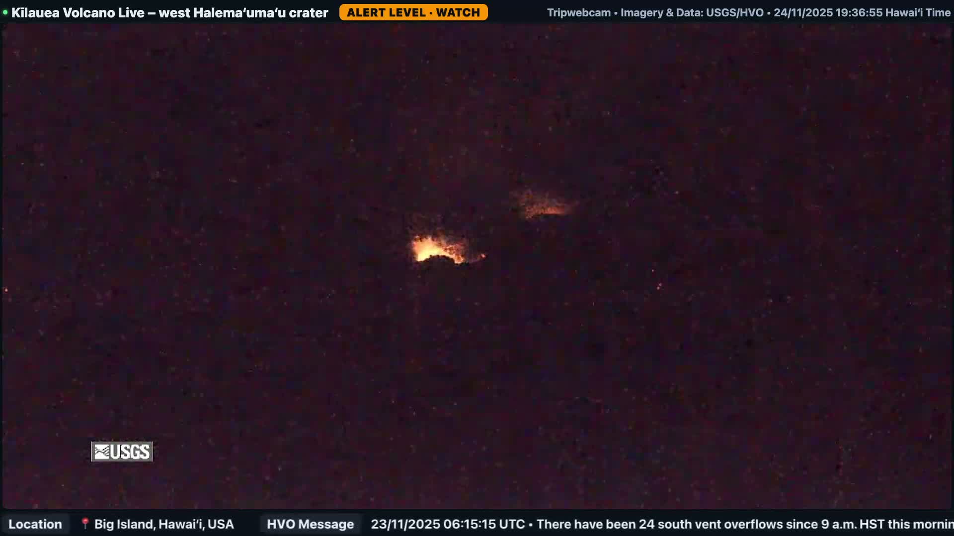 Hawaii , Kilauea Volcano, West Halemaʻumaʻu Crater  Live Cam - Volcano, Big Island, Hawaii, USA