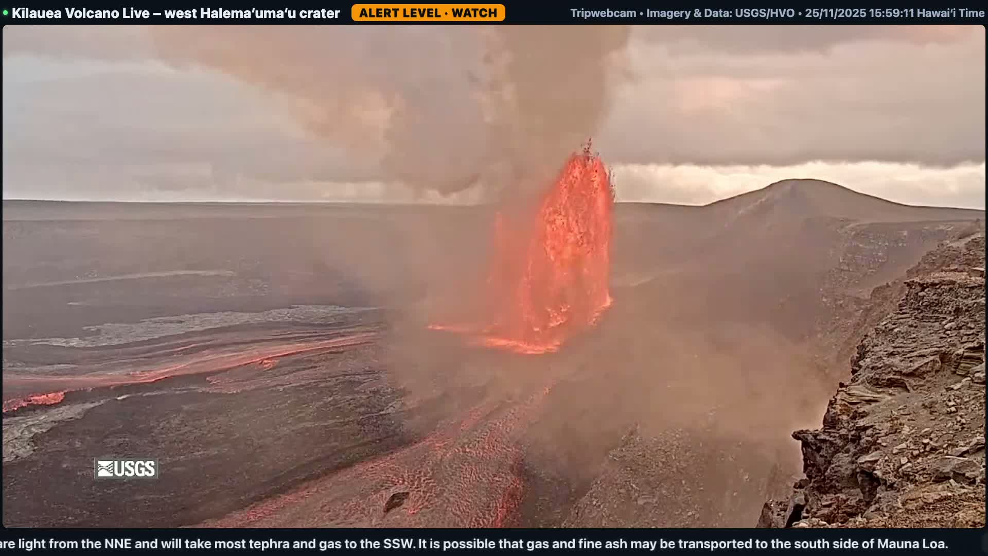 Hawaii , Kilauea Volcano, West Halemaʻumaʻu Crater  Live Cam - Volcano, Big Island, Hawaii, USA