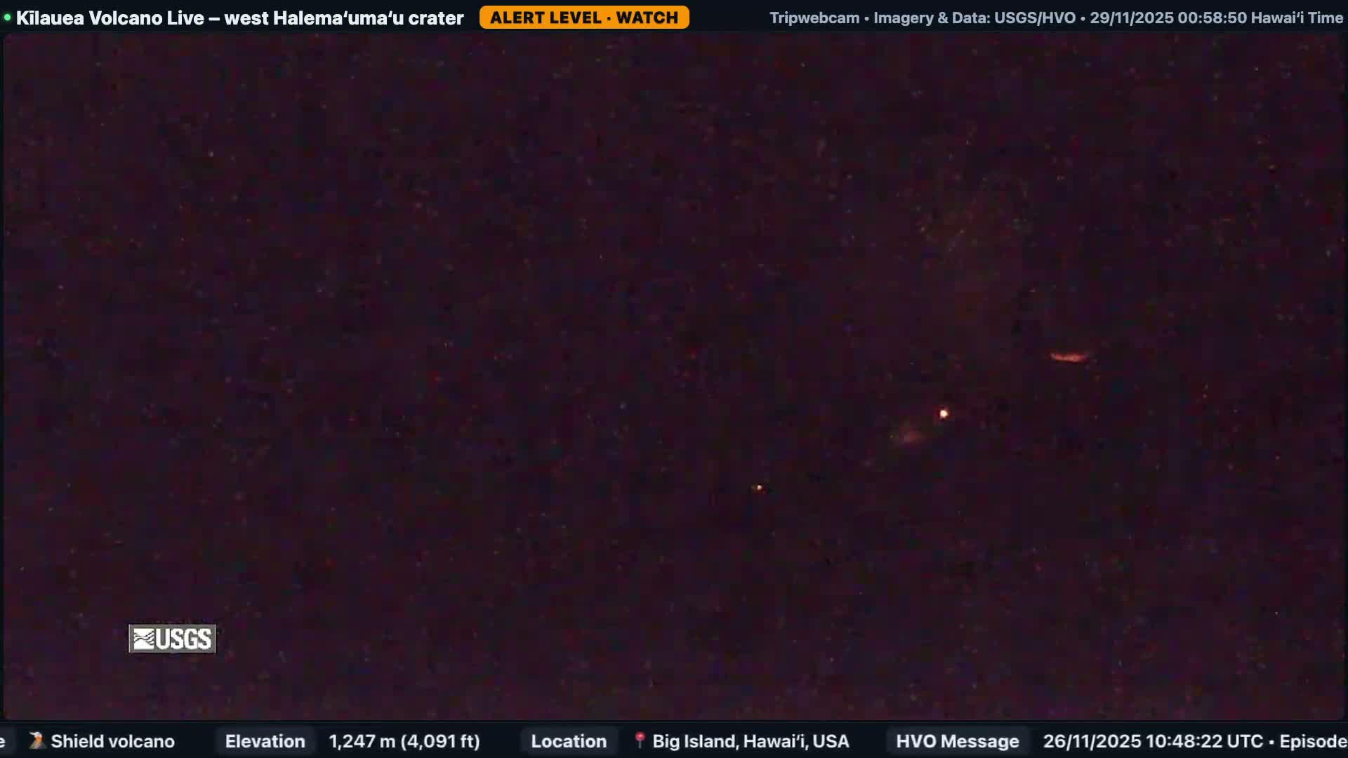 Hawaii , Kilauea Volcano, West Halemaʻumaʻu Crater  Live Cam - Volcano, Big Island, Hawaii, USA