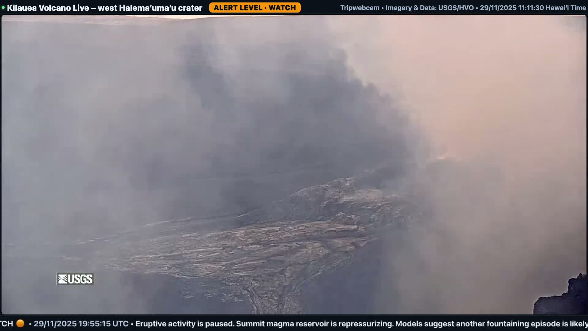 Hawaii , Kilauea Volcano, West Halemaʻumaʻu Crater  Live Cam - Volcano, Big Island, Hawaii, USA