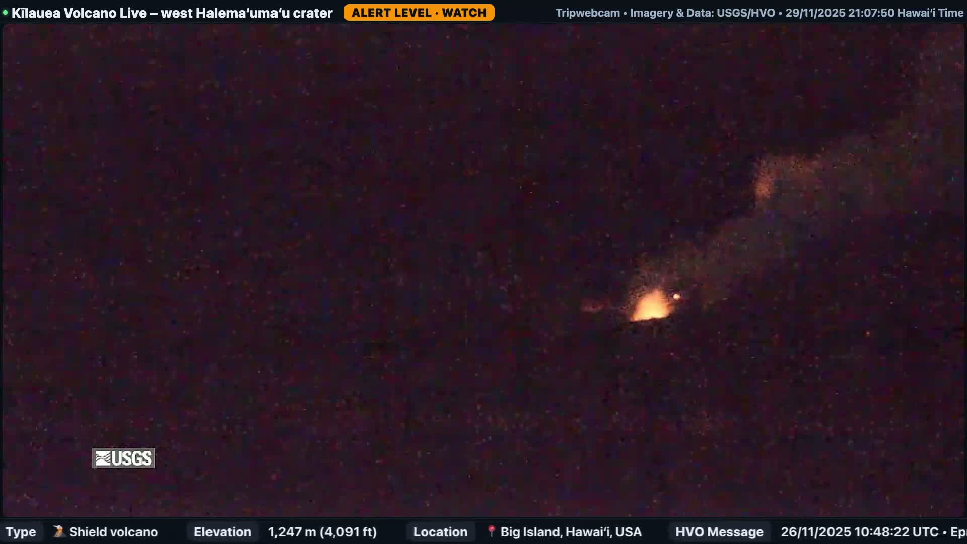 Hawaii , Kilauea Volcano, West Halemaʻumaʻu Crater  Live Cam - Volcano, Big Island, Hawaii, USA