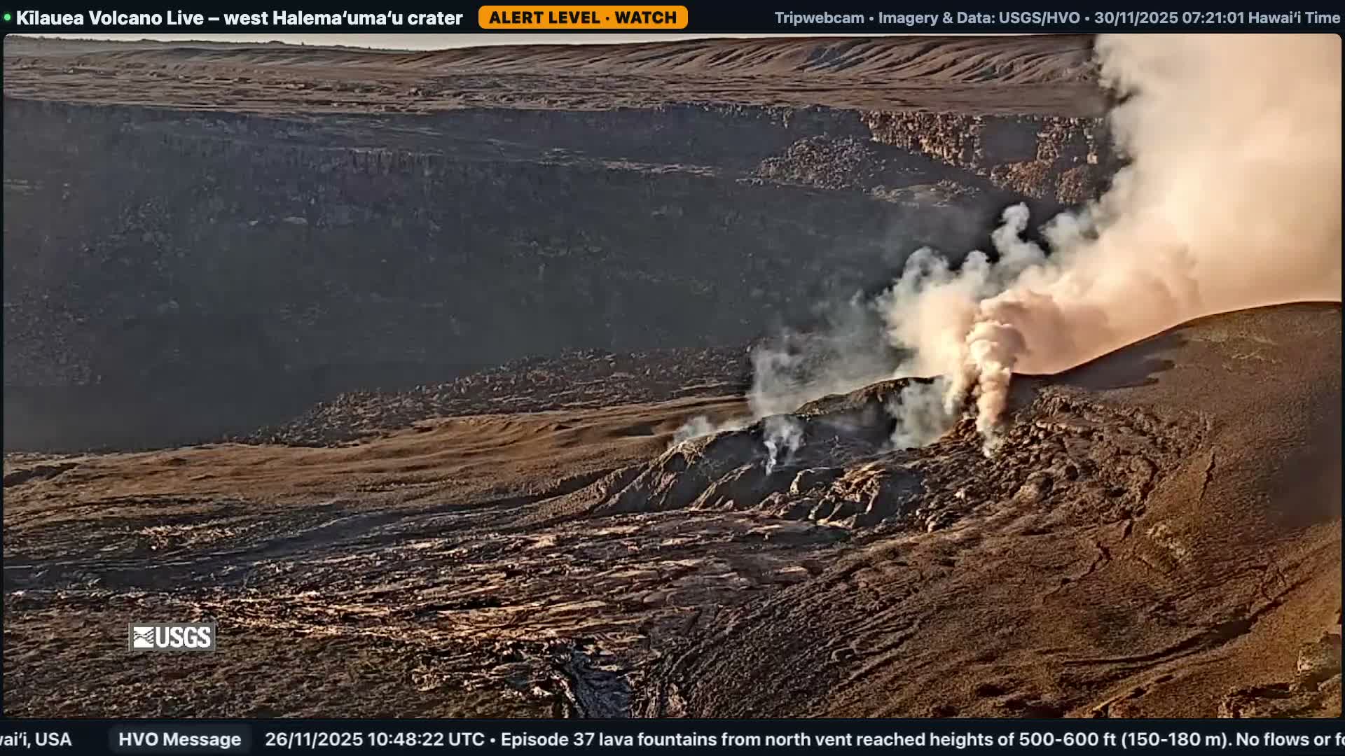 Hawaii , Kilauea Volcano, West Halemaʻumaʻu Crater  Live Cam - Volcano, Big Island, Hawaii, USA