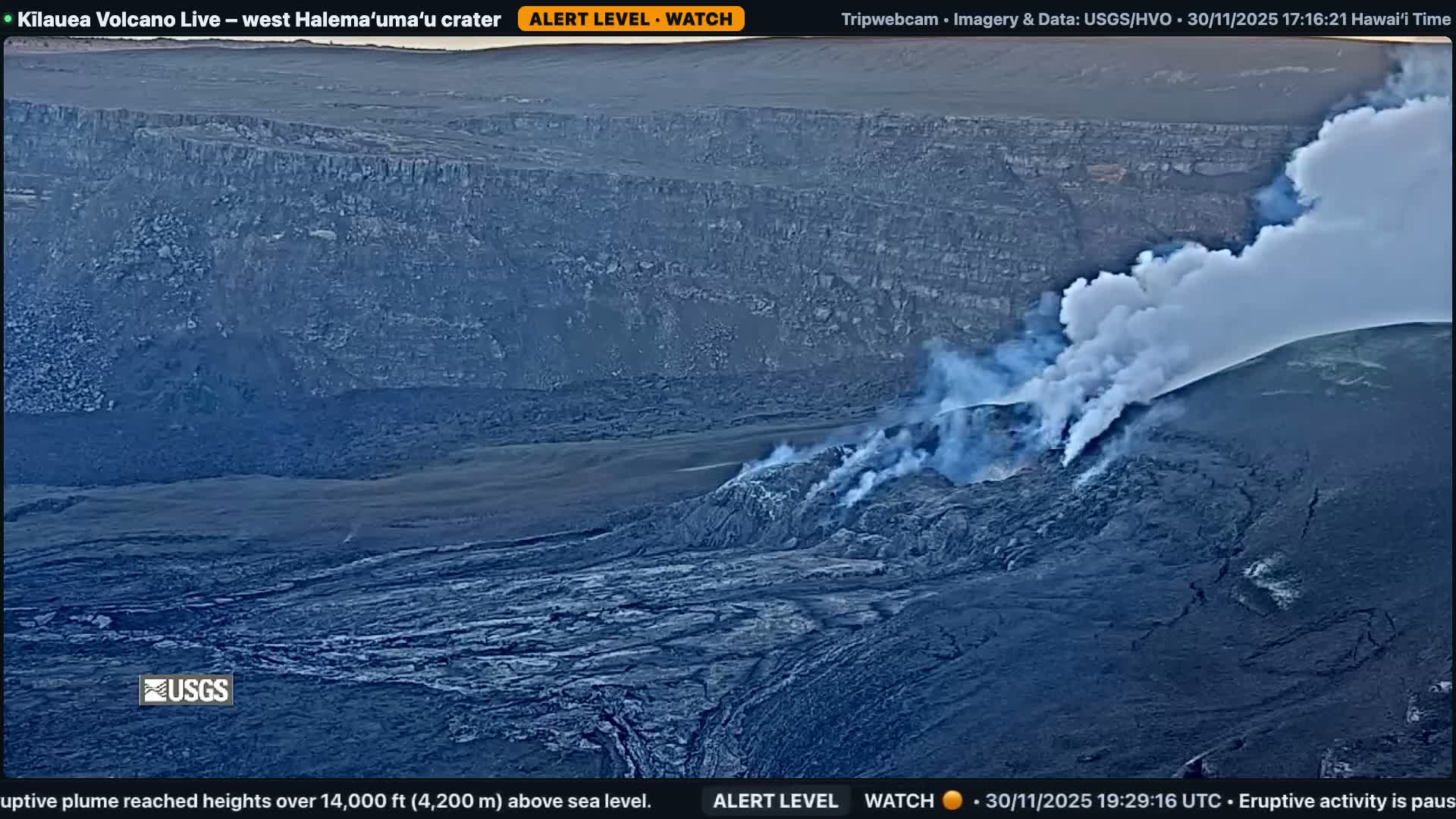 Hawaii , Kilauea Volcano, West Halemaʻumaʻu Crater  Live Cam - Volcano, Big Island, Hawaii, USA
