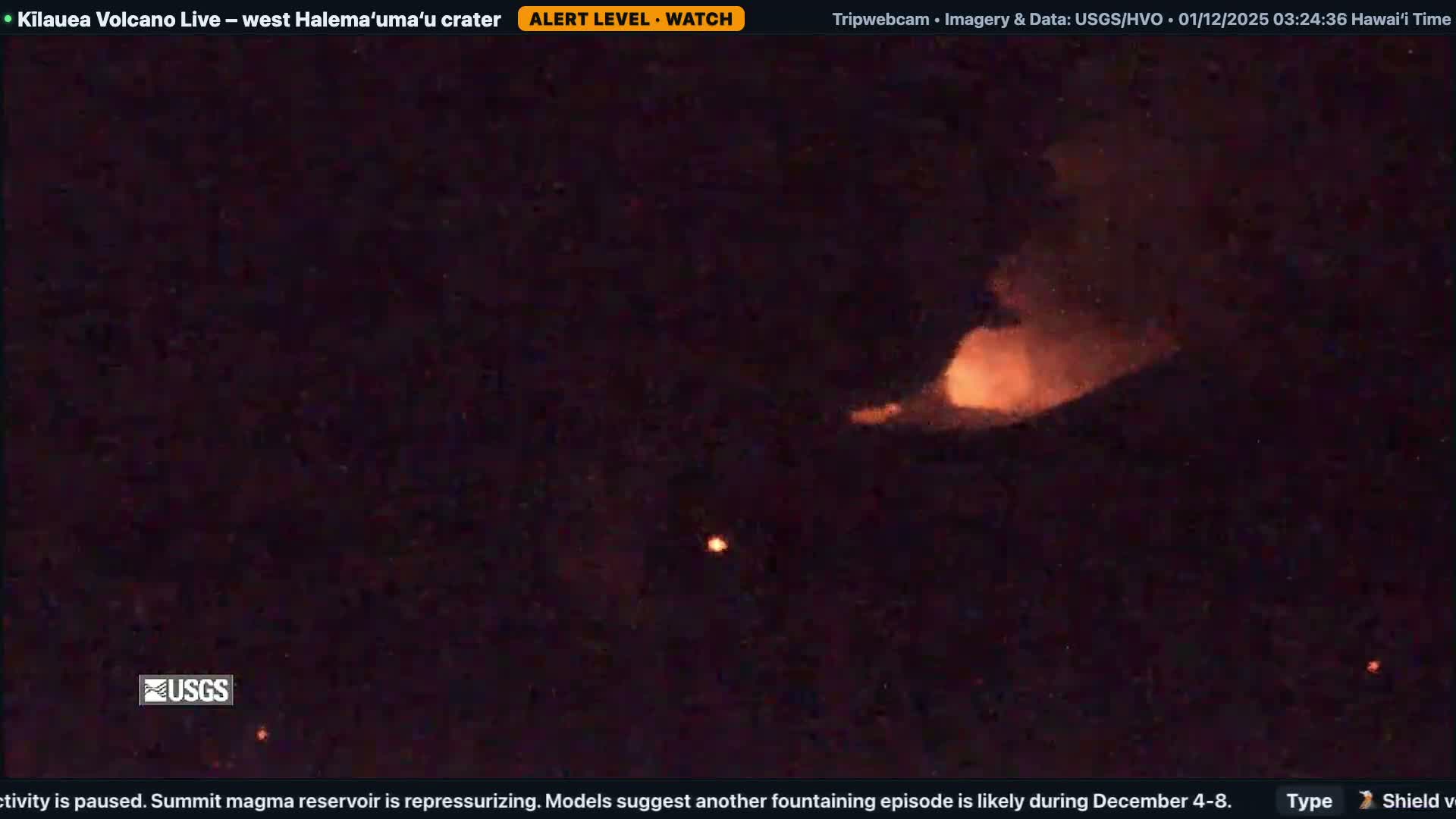 Hawaii , Kilauea Volcano, West Halemaʻumaʻu Crater  Live Cam - Volcano, Big Island, Hawaii, USA