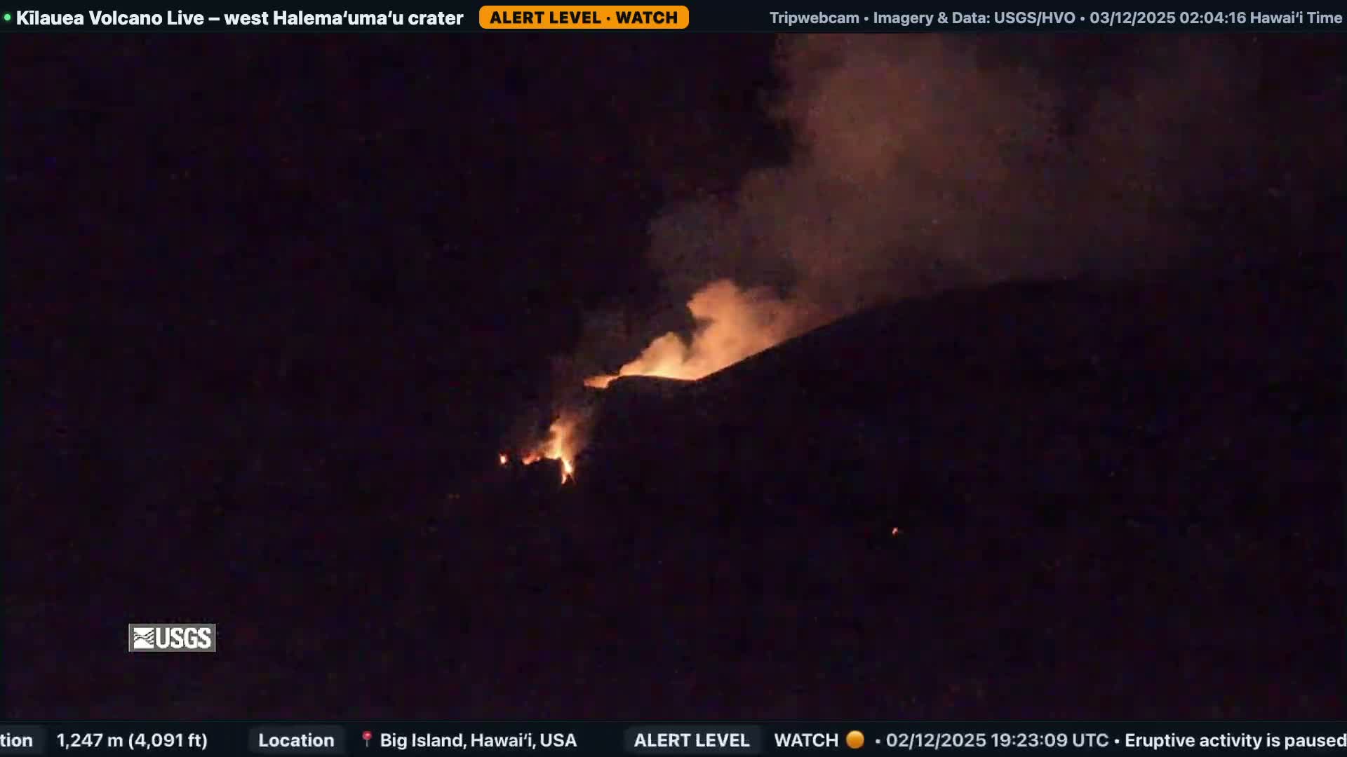Hawaii , Kilauea Volcano, West Halemaʻumaʻu Crater  Live Cam - Volcano, Big Island, Hawaii, USA