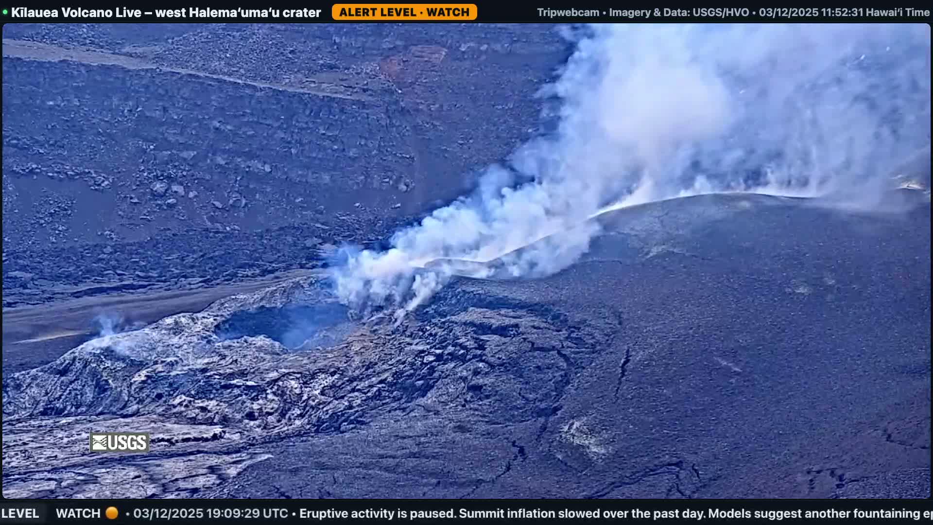 Hawaii , Kilauea Volcano, West Halemaʻumaʻu Crater  Live Cam - Volcano, Big Island, Hawaii, USA