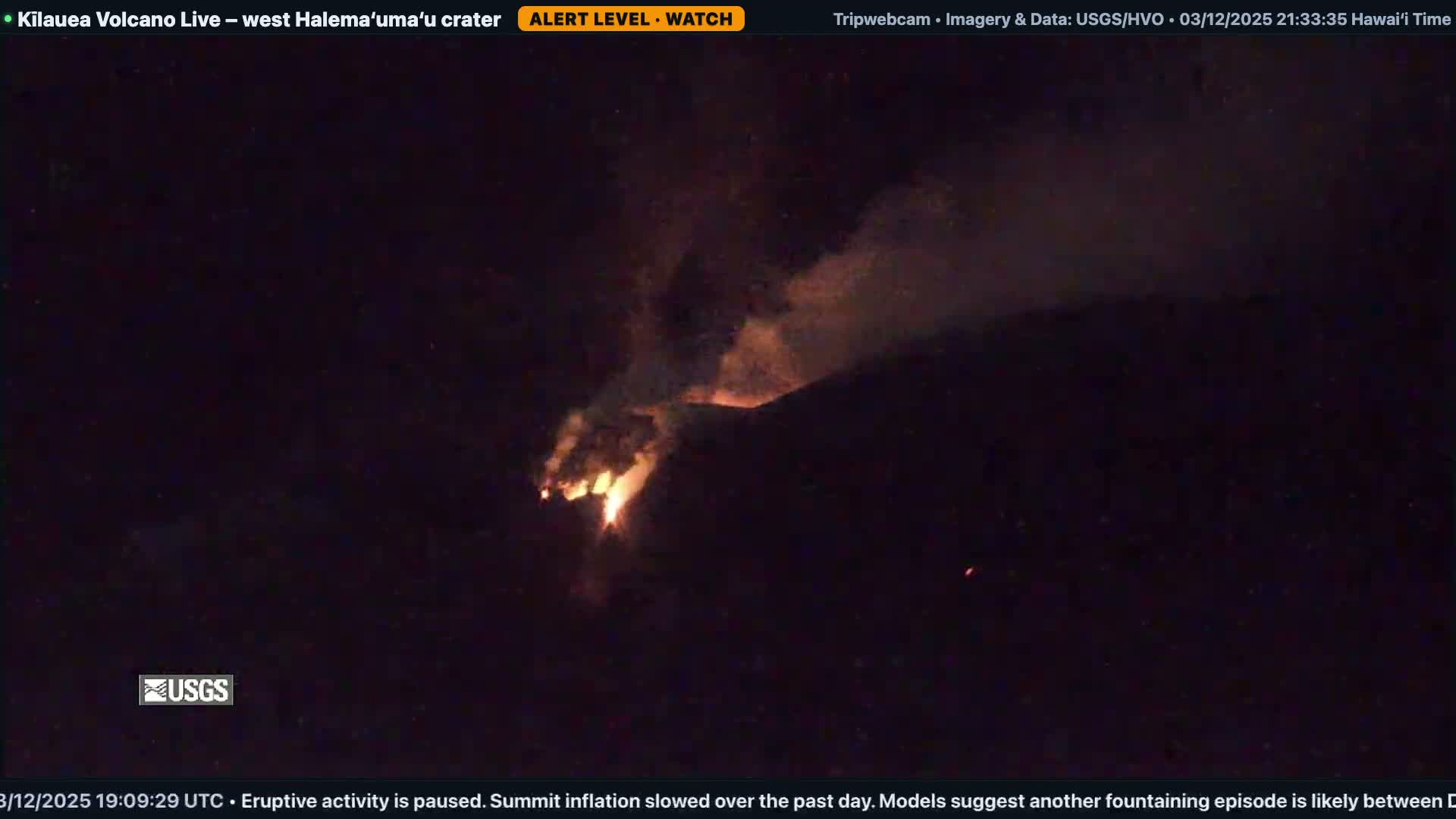 Hawaii , Kilauea Volcano, West Halemaʻumaʻu Crater  Live Cam - Volcano, Big Island, Hawaii, USA