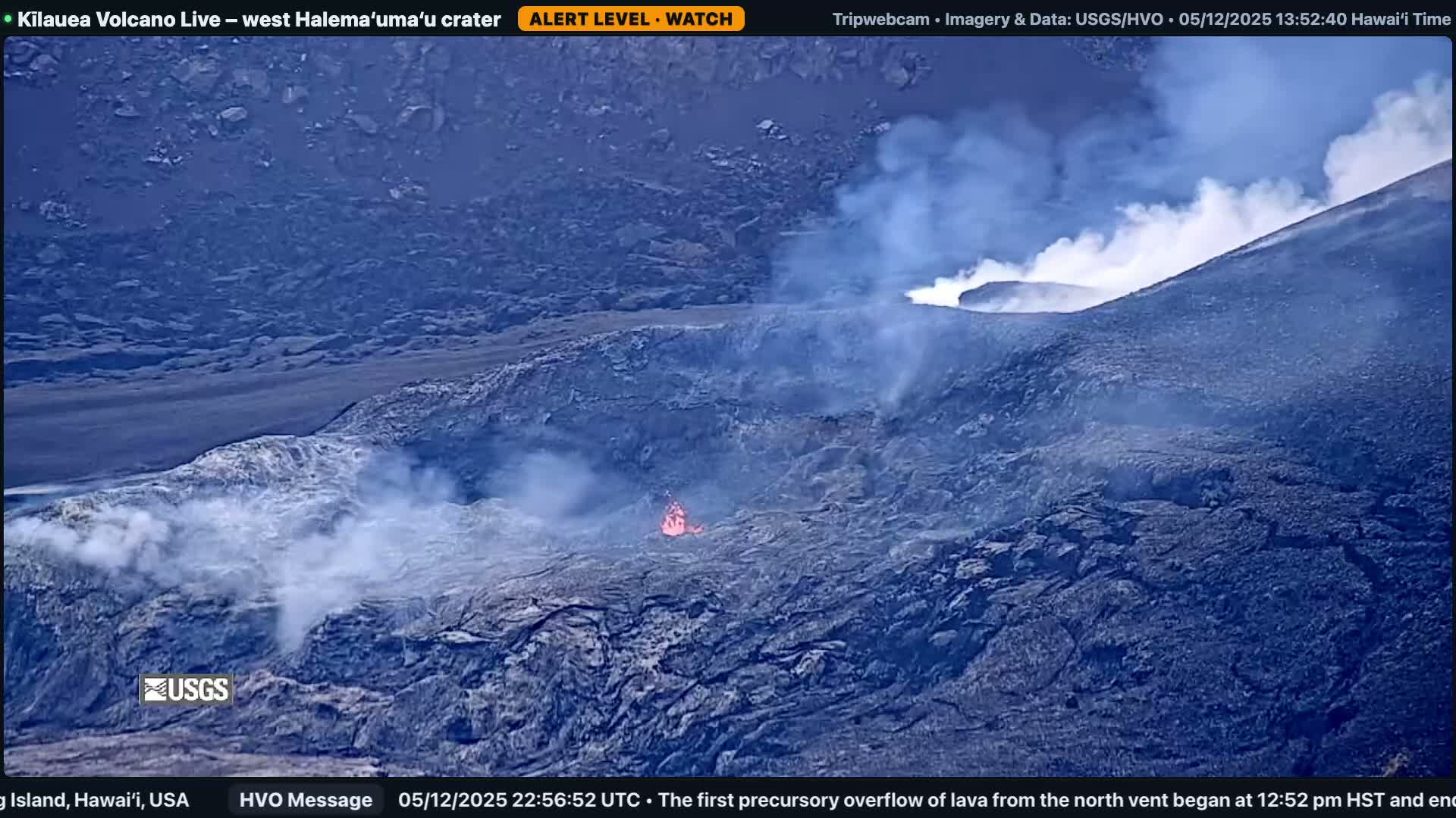 Hawaii , Kilauea Volcano, West Halemaʻumaʻu Crater  Live Cam - Volcano, Big Island, Hawaii, USA
