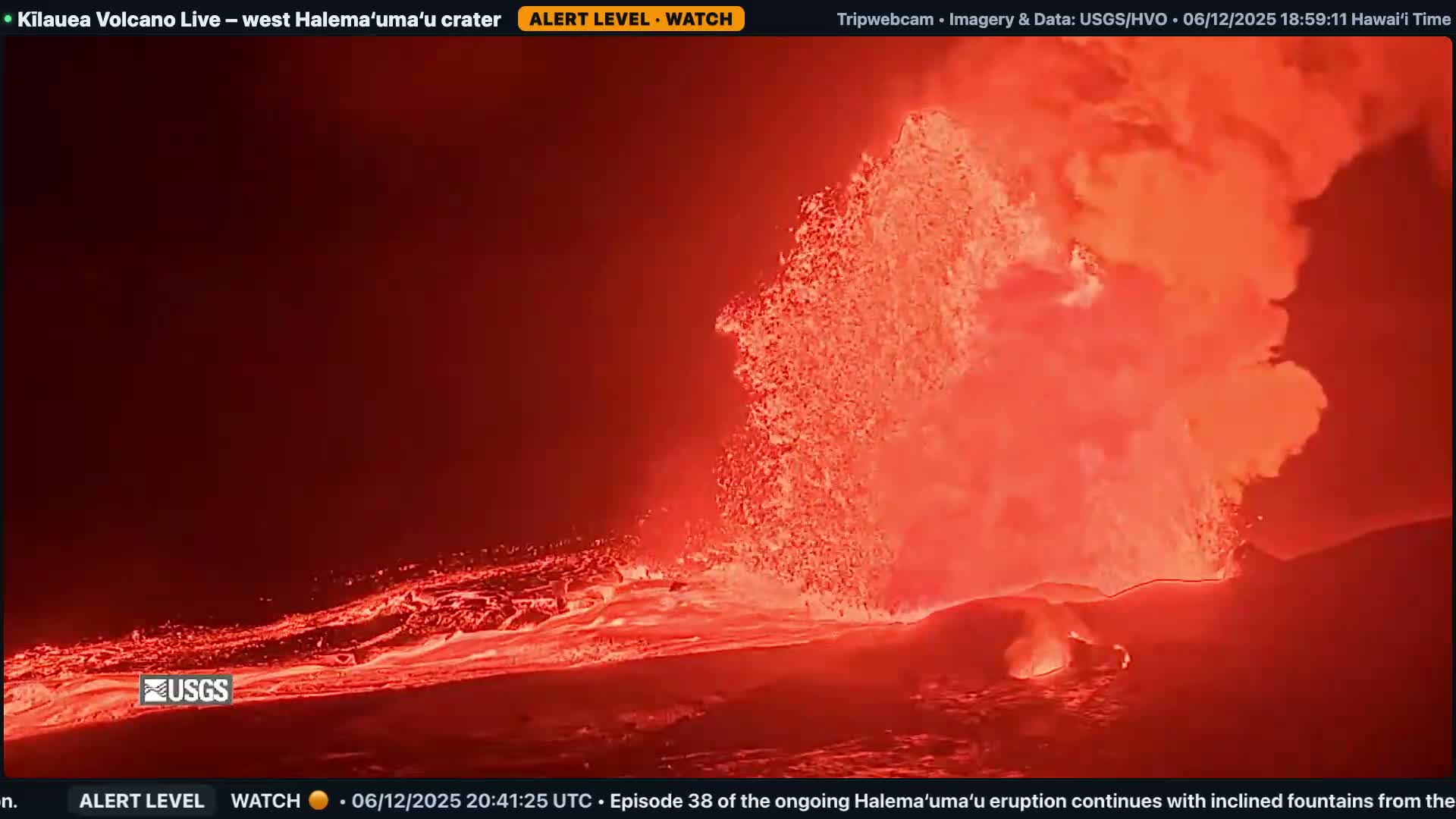 Hawaii , Kilauea Volcano, West Halemaʻumaʻu Crater  Live Cam - Volcano, Big Island, Hawaii, USA