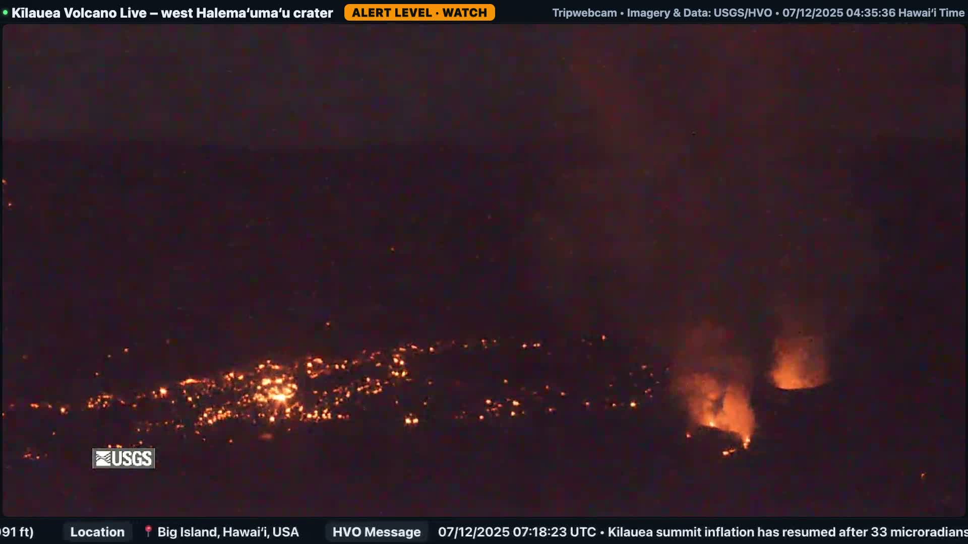 Hawaii , Kilauea Volcano, West Halemaʻumaʻu Crater  Live Cam - Volcano, Big Island, Hawaii, USA