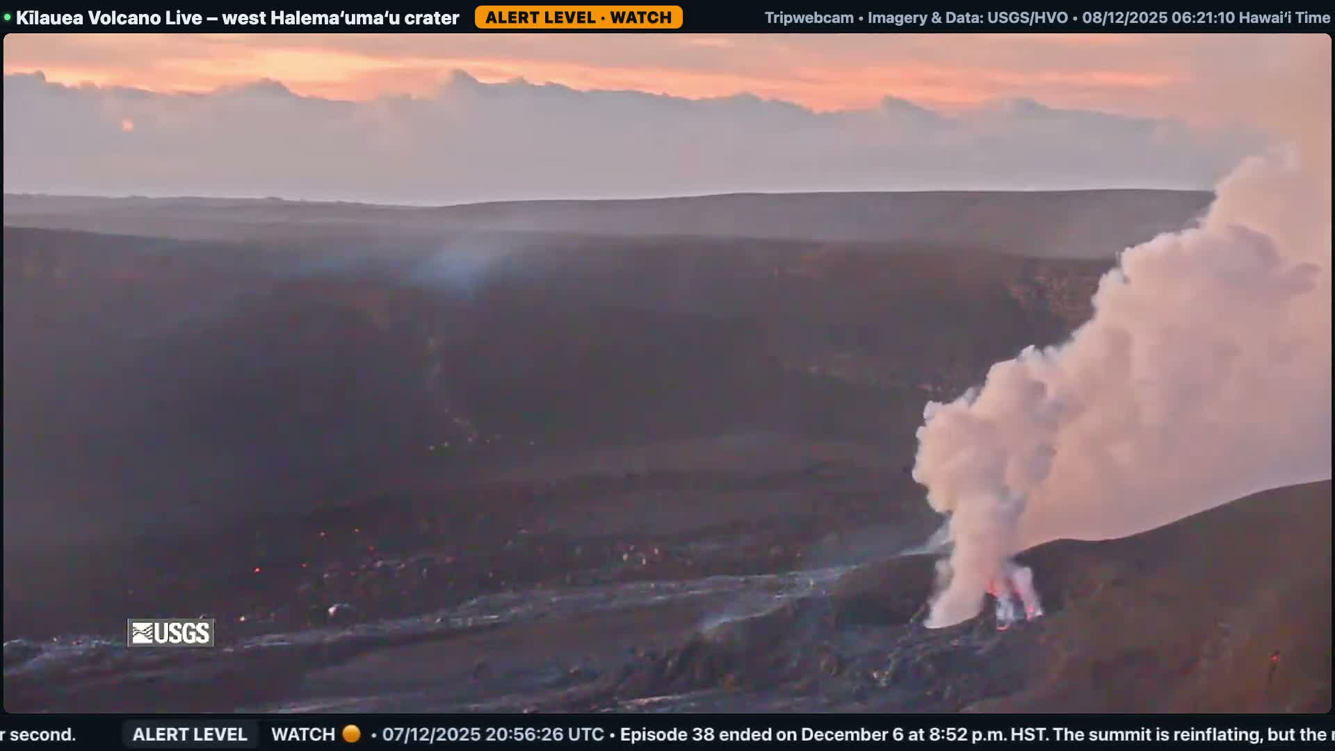 Hawaii , Kilauea Volcano, West Halemaʻumaʻu Crater  Live Cam - Volcano, Big Island, Hawaii, USA
