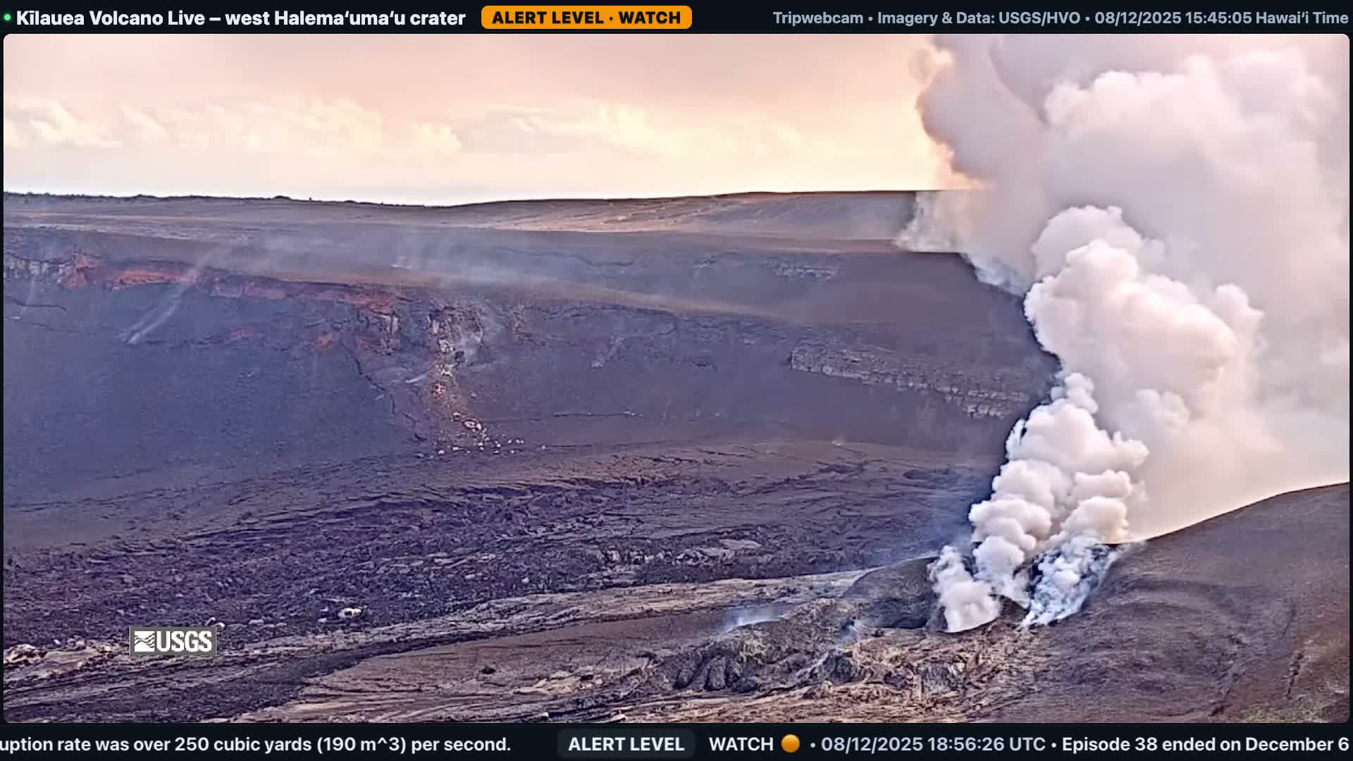 Hawaii , Kilauea Volcano, West Halemaʻumaʻu Crater  Live Cam - Volcano, Big Island, Hawaii, USA