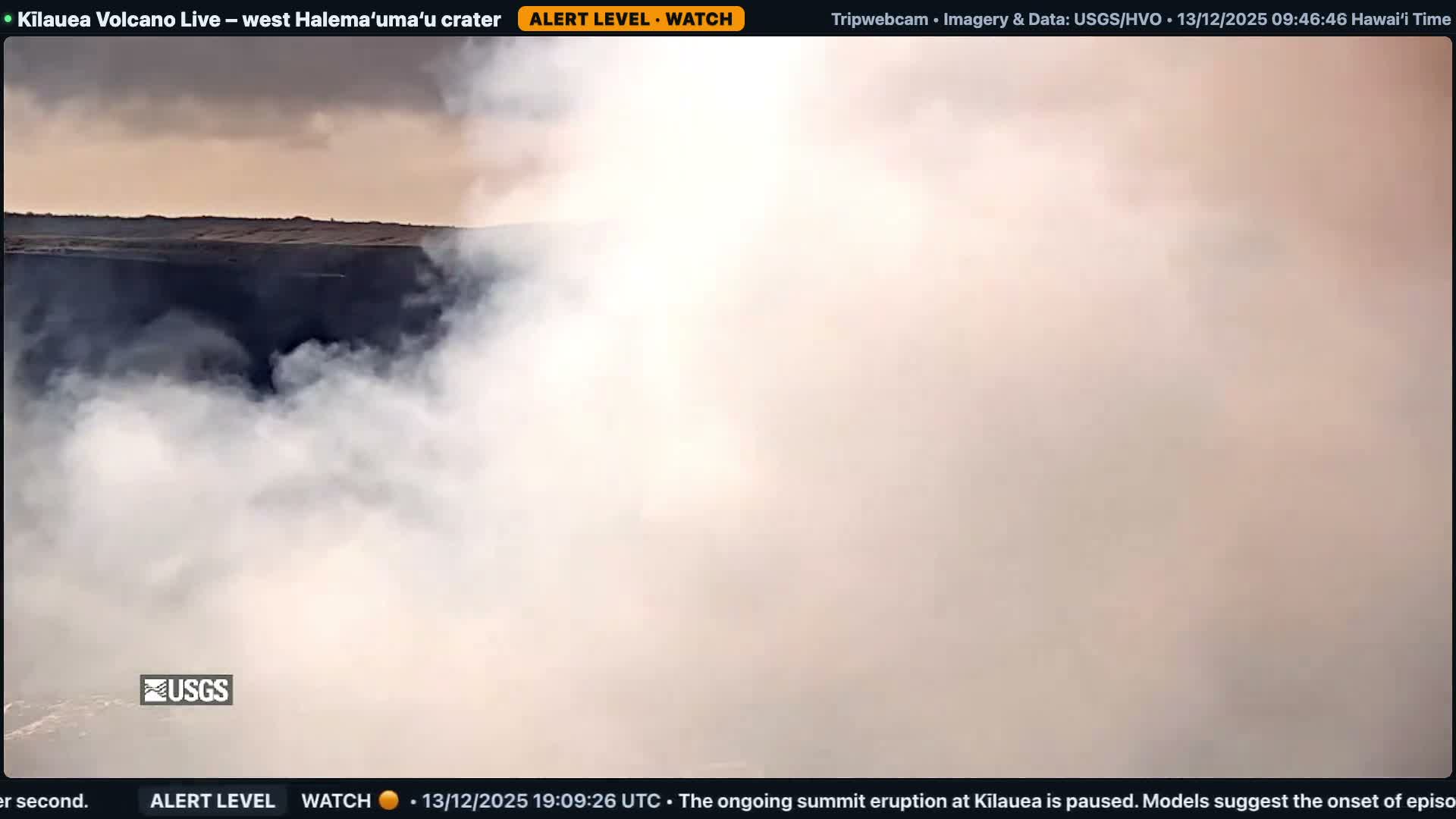 Hawaii , Kilauea Volcano, West Halemaʻumaʻu Crater  Live Cam - Volcano, Big Island, Hawaii, USA