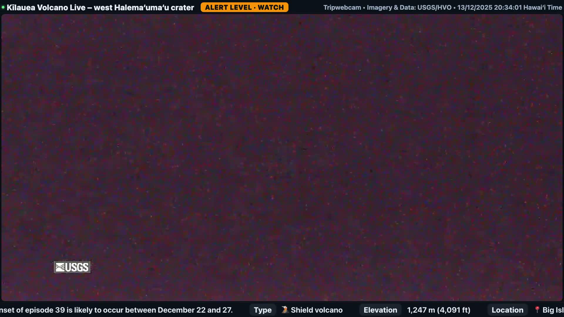 Hawaii , Kilauea Volcano, West Halemaʻumaʻu Crater  Live Cam - Volcano, Big Island, Hawaii, USA