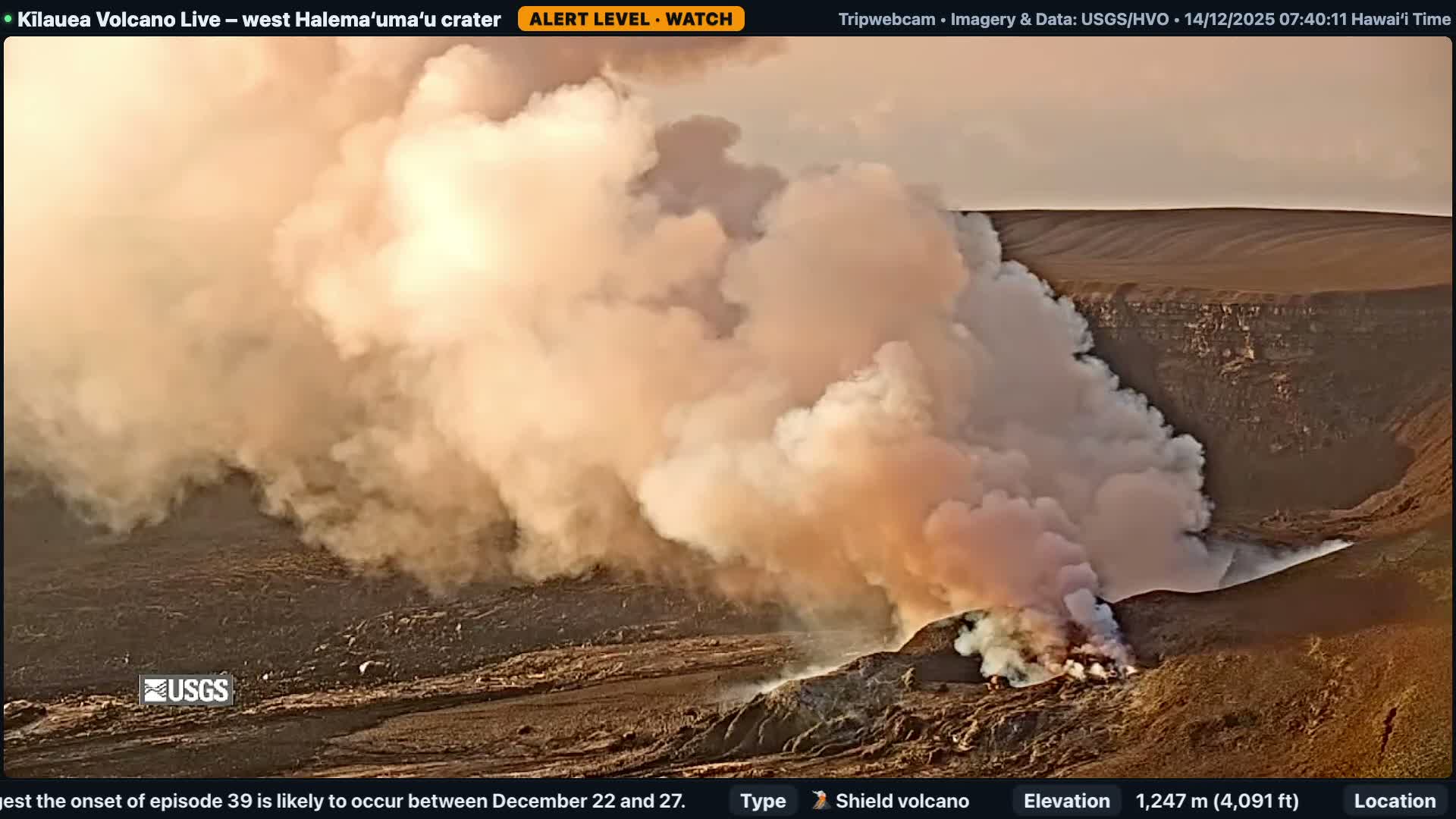 The image displays an active volcanic eruption at night, featuring multiple glowing vents of molten lava emitting bright orange and red light and plumes of smoke illuminated against the dark sky.
