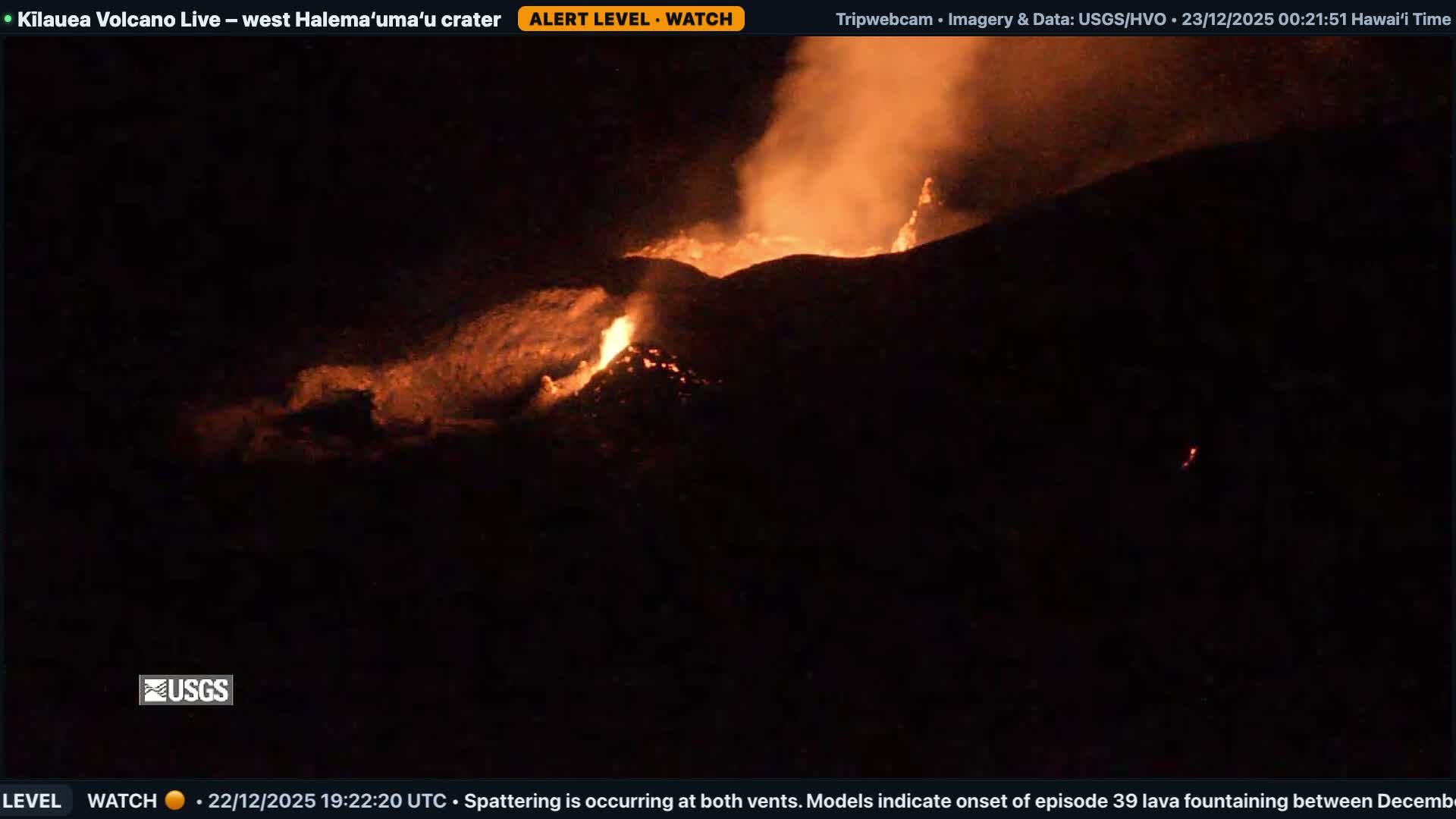 Hawaii , Kilauea Volcano, West Halemaʻumaʻu Crater  Live Cam - Volcano, Big Island, Hawaii, USA