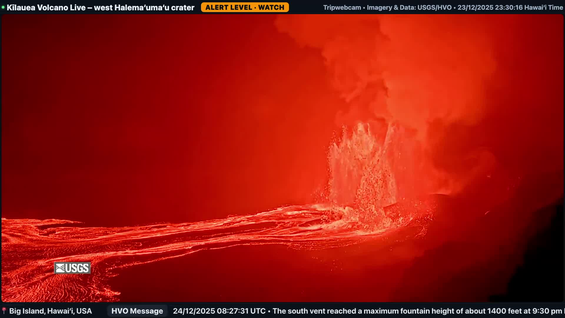 Hawaii , Kilauea Volcano, West Halemaʻumaʻu Crater  Live Cam - Volcano, Big Island, Hawaii, USA
