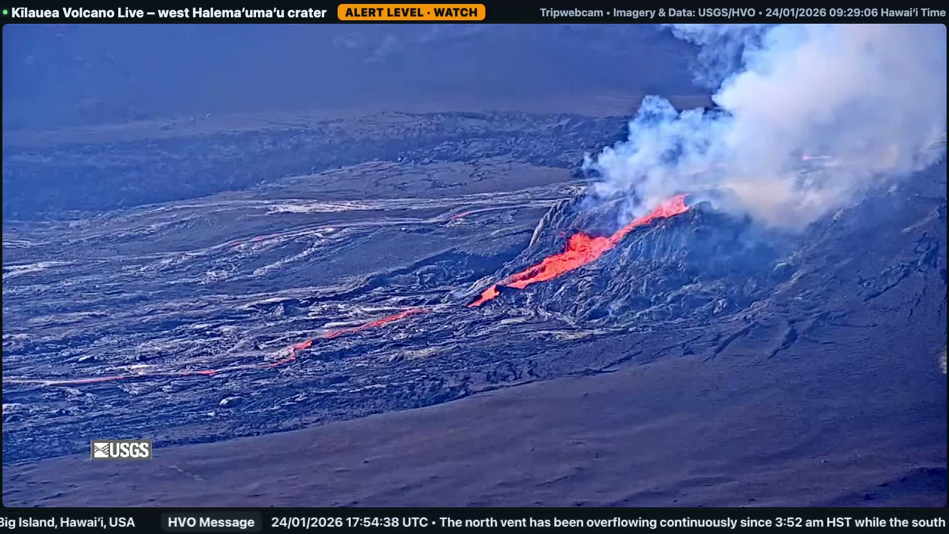 Hawaii , Kilauea Volcano, West Halemaʻumaʻu Crater  Live Cam - Volcano, Big Island, Hawaii, USA