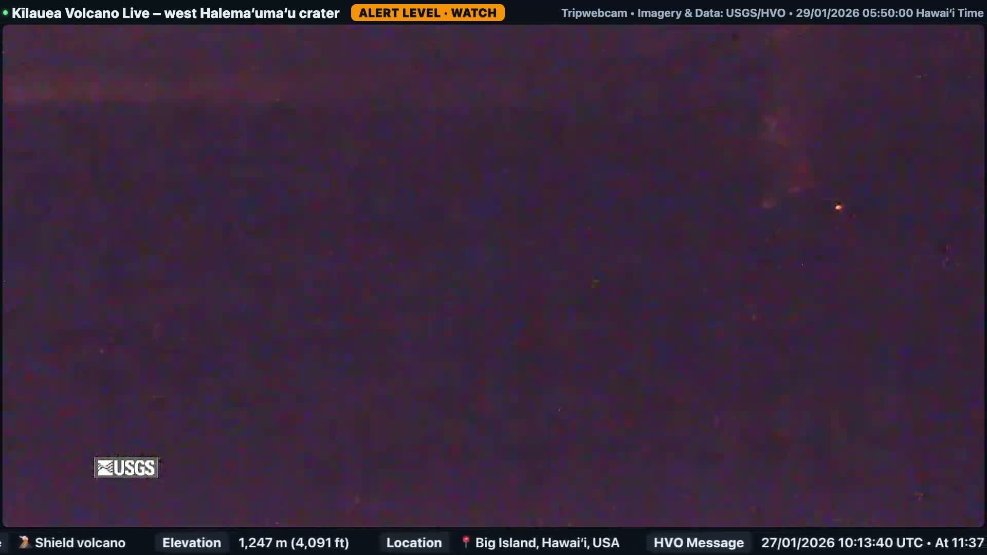 Hawaii , Kilauea Volcano, West Halemaʻumaʻu Crater  Live Cam - Volcano, Big Island, Hawaii, USA