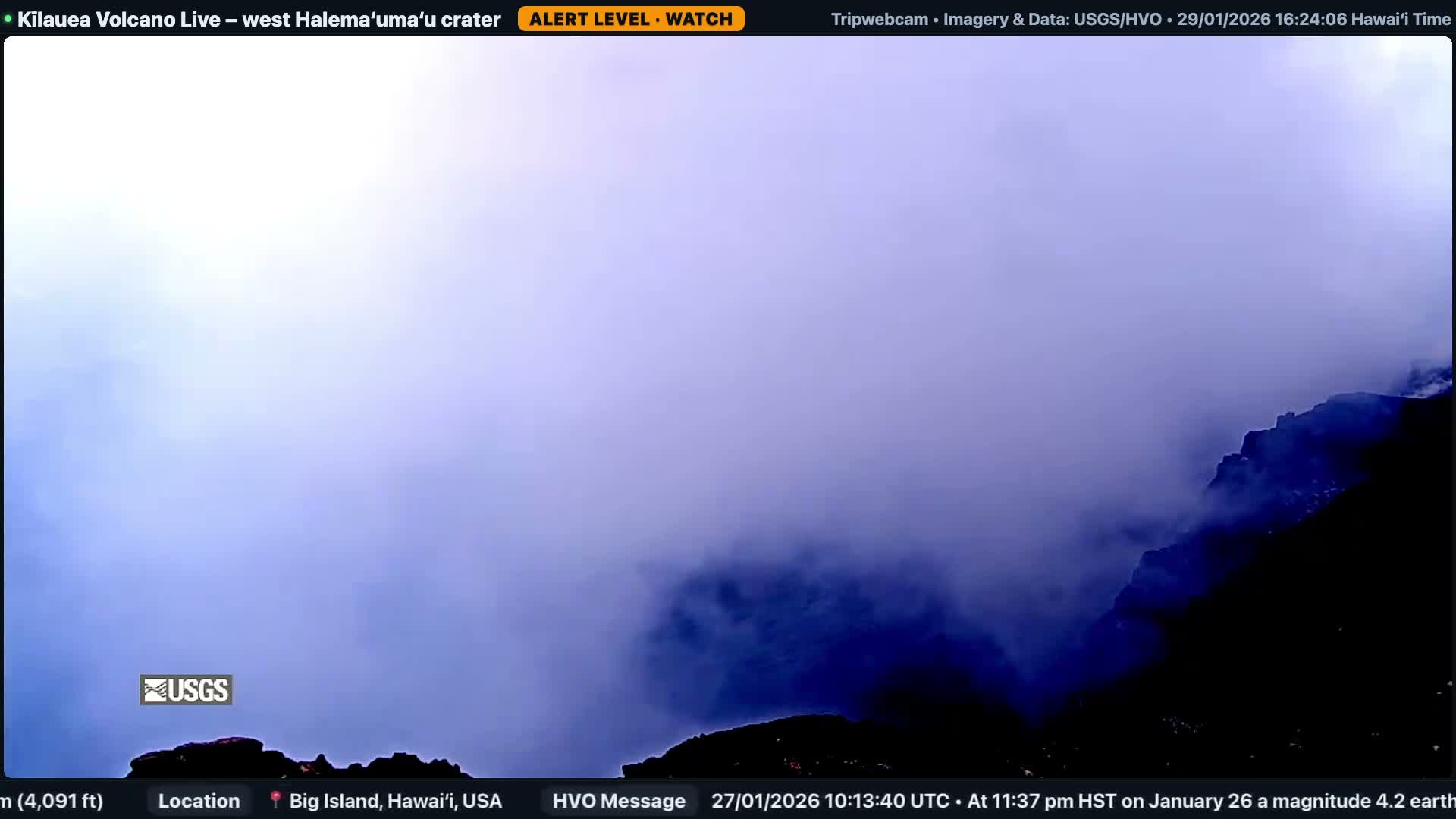 Hawaii , Kilauea Volcano, West Halemaʻumaʻu Crater  Live Cam - Volcano, Big Island, Hawaii, USA