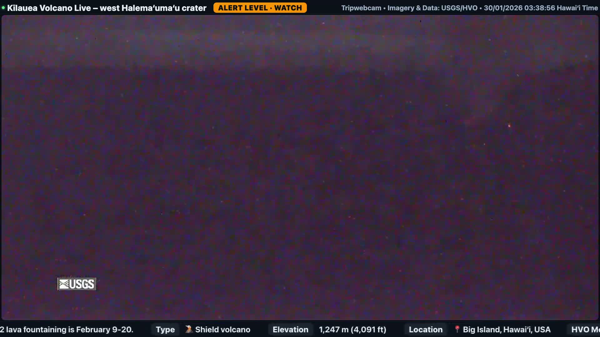 Hawaii , Kilauea Volcano, West Halemaʻumaʻu Crater  Live Cam - Volcano, Big Island, Hawaii, USA
