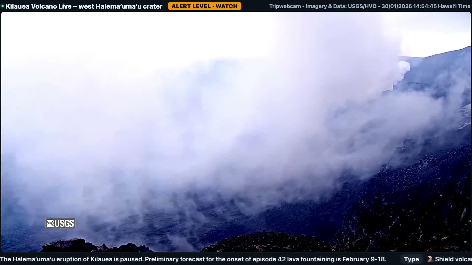 Hawaii , Kilauea Volcano, West Halemaʻumaʻu Crater  Live Cam - Volcano, Big Island, Hawaii, USA
