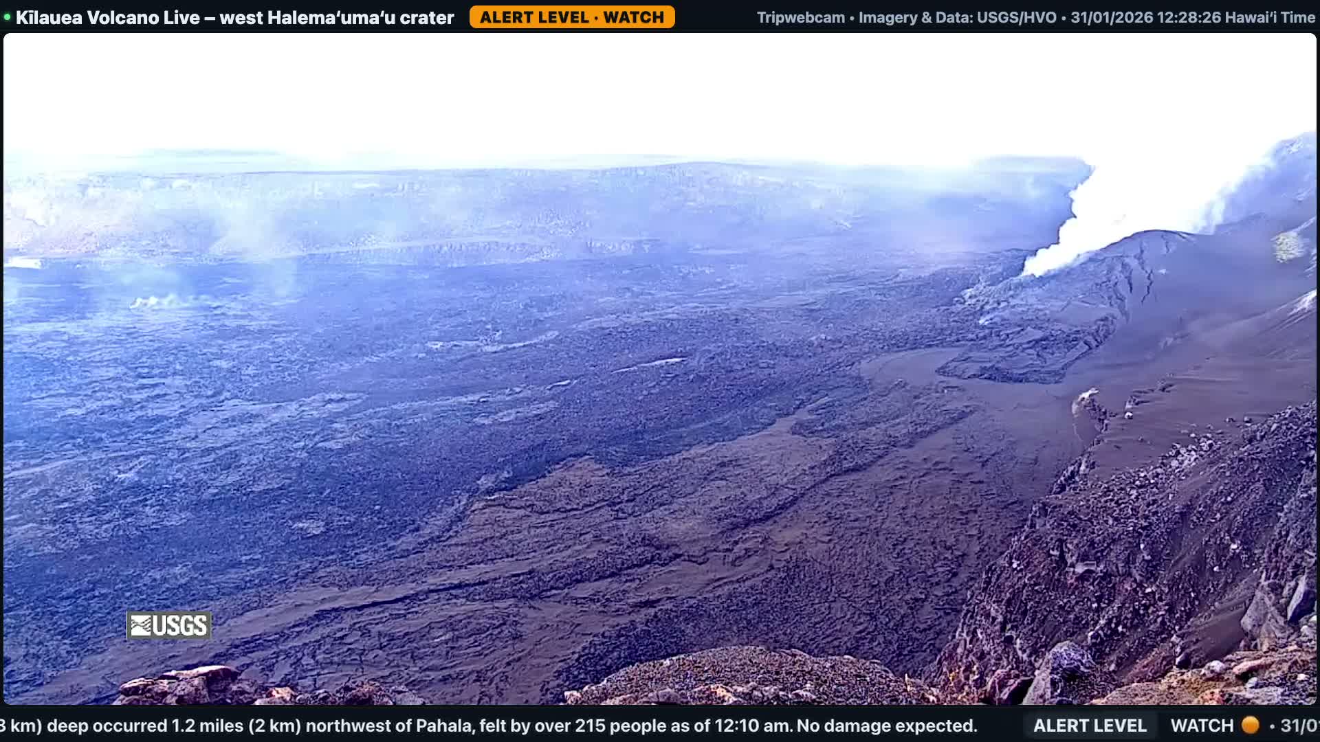 Hawaii , Kilauea Volcano, West Halemaʻumaʻu Crater  Live Cam - Volcano, Big Island, Hawaii, USA