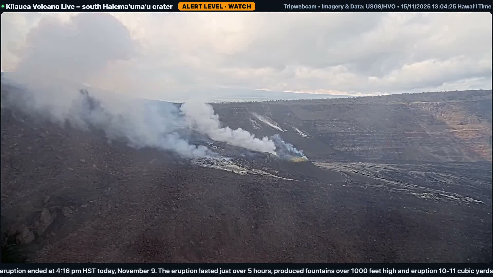 Hawaii , Kilauea Volcano, South Halemaʻumaʻu Crater Live Cam - Volcano, Big Island, Hawaii, USA