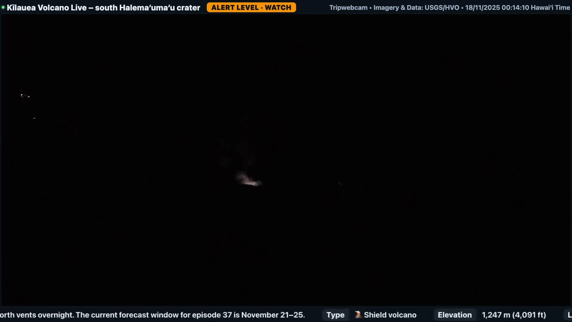 Hawaii , Kilauea Volcano, South Halemaʻumaʻu Crater Live Cam - Volcano, Big Island, Hawaii, USA