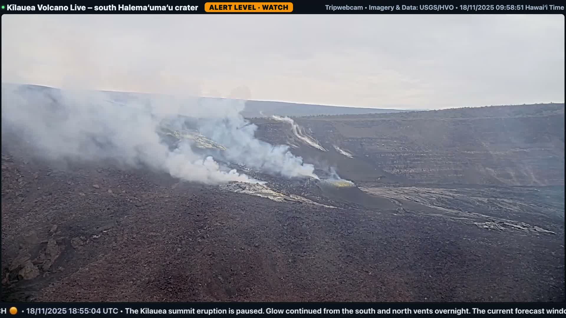 Hawaii , Kilauea Volcano, South Halemaʻumaʻu Crater Live Cam - Volcano, Big Island, Hawaii, USA