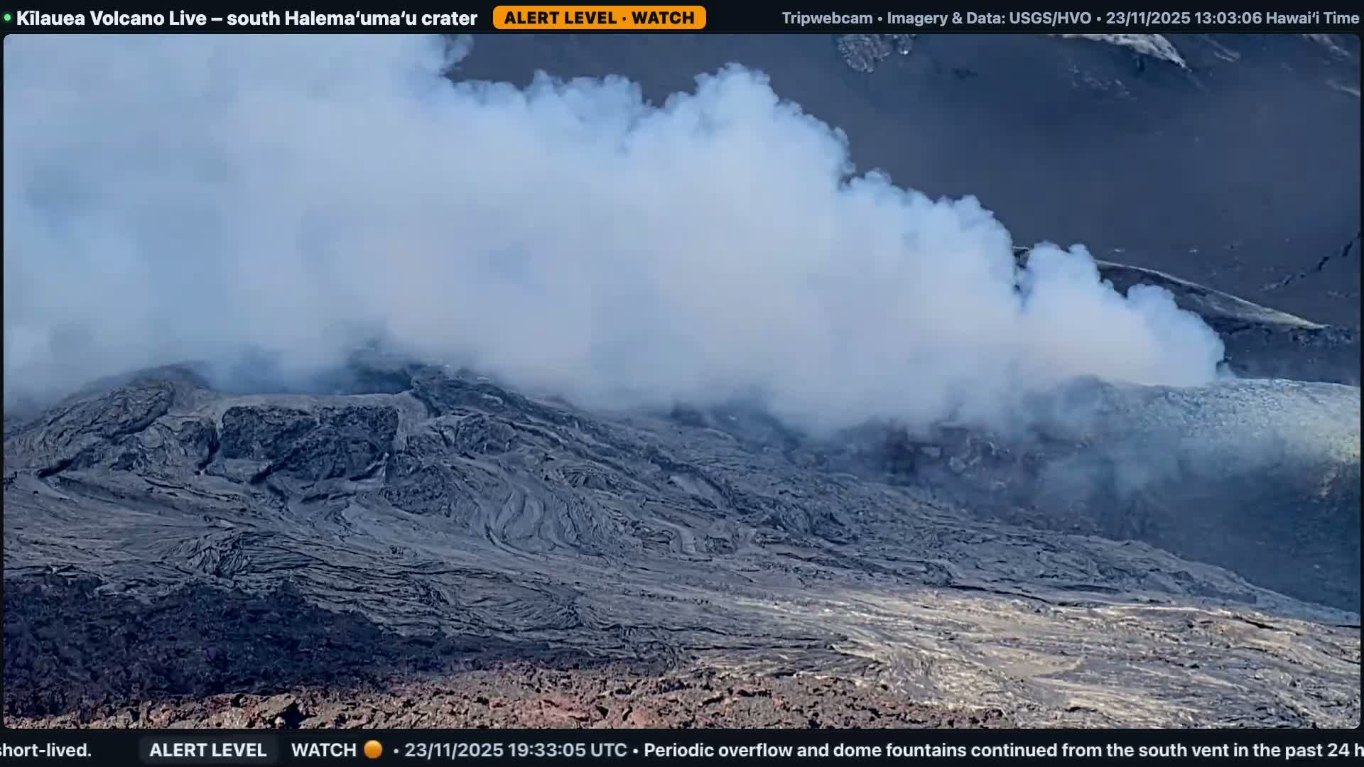 Hawaii , Kilauea Volcano, South Halemaʻumaʻu Crater Live Cam - Volcano, Big Island, Hawaii, USA