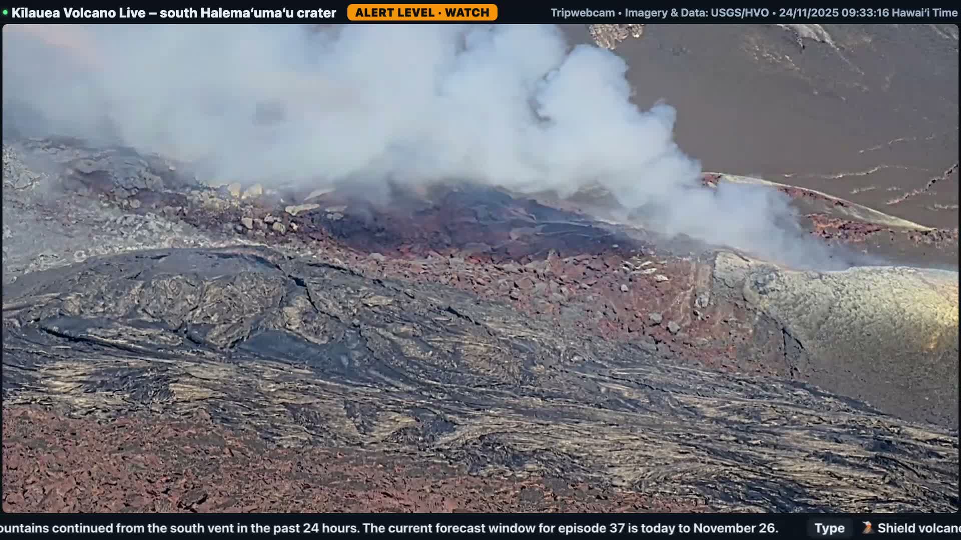 Hawaii , Kilauea Volcano, South Halemaʻumaʻu Crater Live Cam - Volcano, Big Island, Hawaii, USA